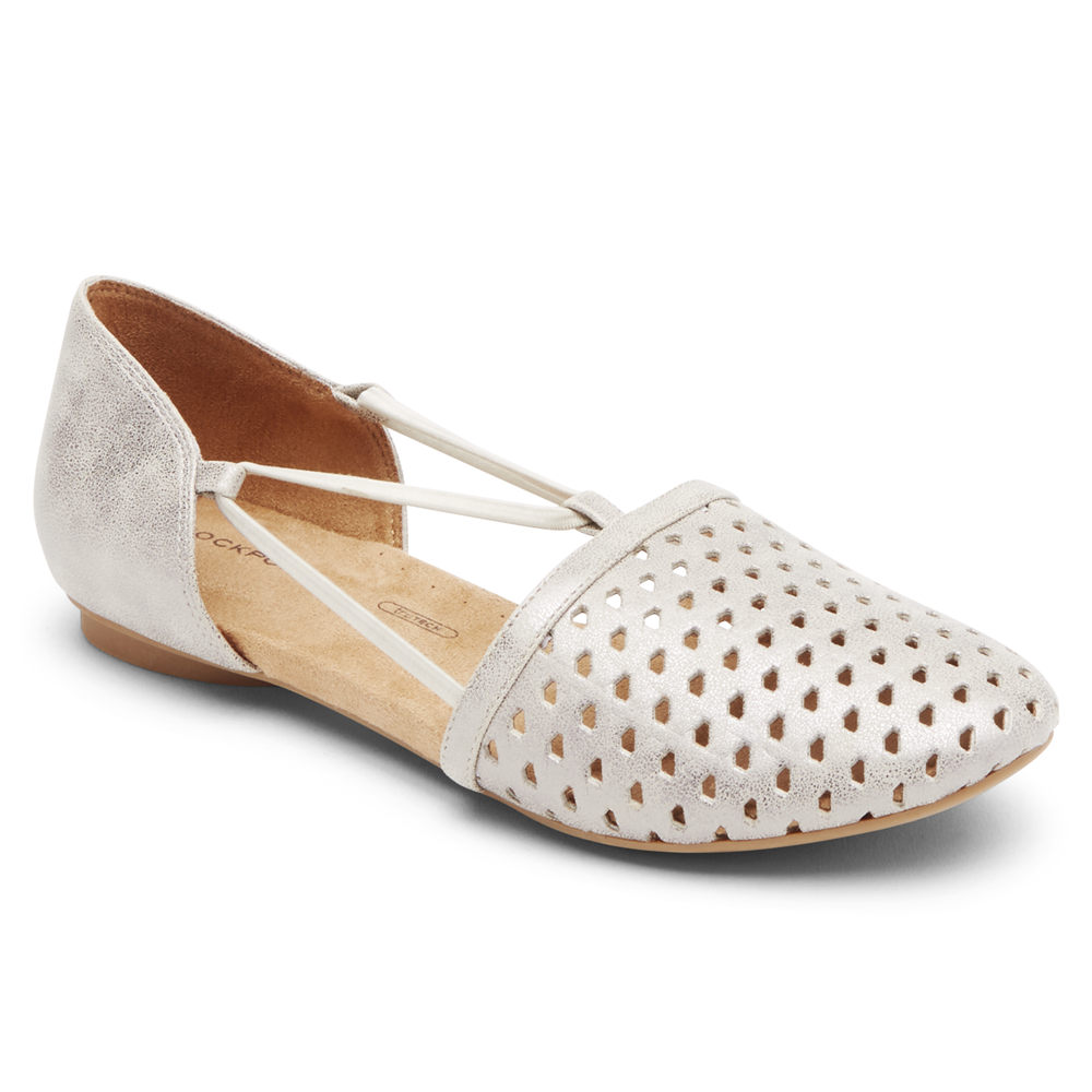 Rockport Womens Reagan Perforated - Flats White - EPV419230